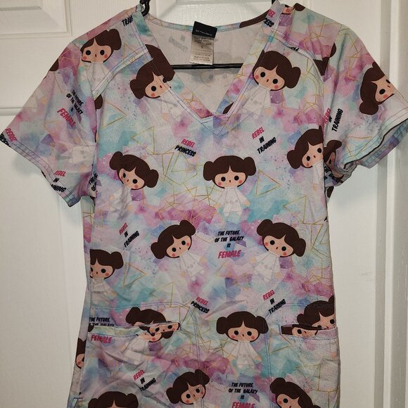 Cherokee Tooniforms Star Wars Rebel Princess Women's Scrub Top - Small - Picture 1 of 4
